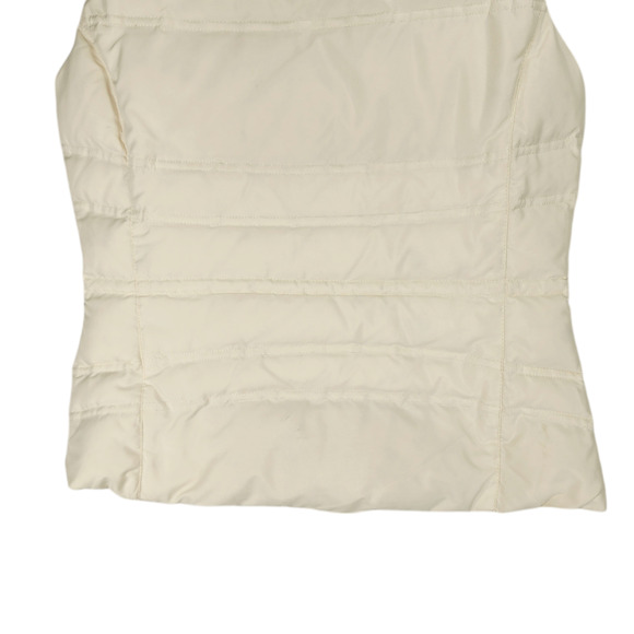 Eddie Bauer Women XS Goose Down Puffer Vest 700 Cream Faux Fur Full Zip Snap - Picture 16 of 16